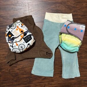 Buttery Soft Custom *New AIO 100% Cotton Cloth Diapers with Wool Pants Lot Set